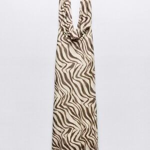 Zara Beige and Brown Zebra-Print Maxi Dress